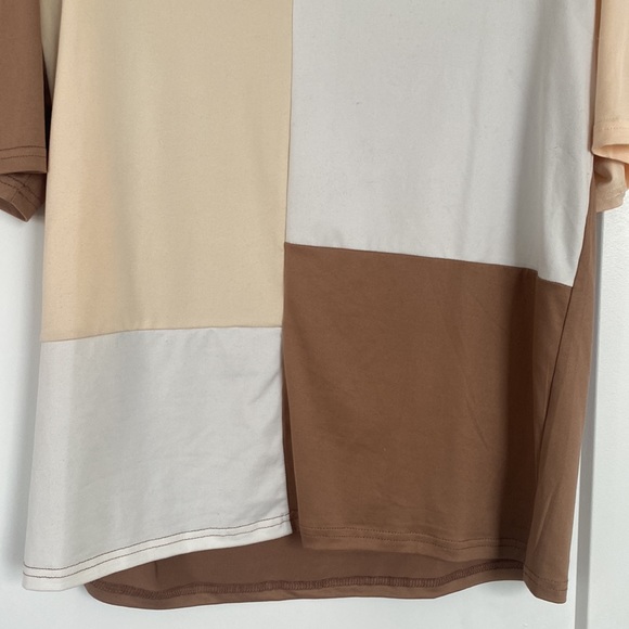 oversized block color v neck tshirt - Picture 2 of 4